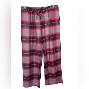 DKNY pajama pants medium drawstring pink gray plaid